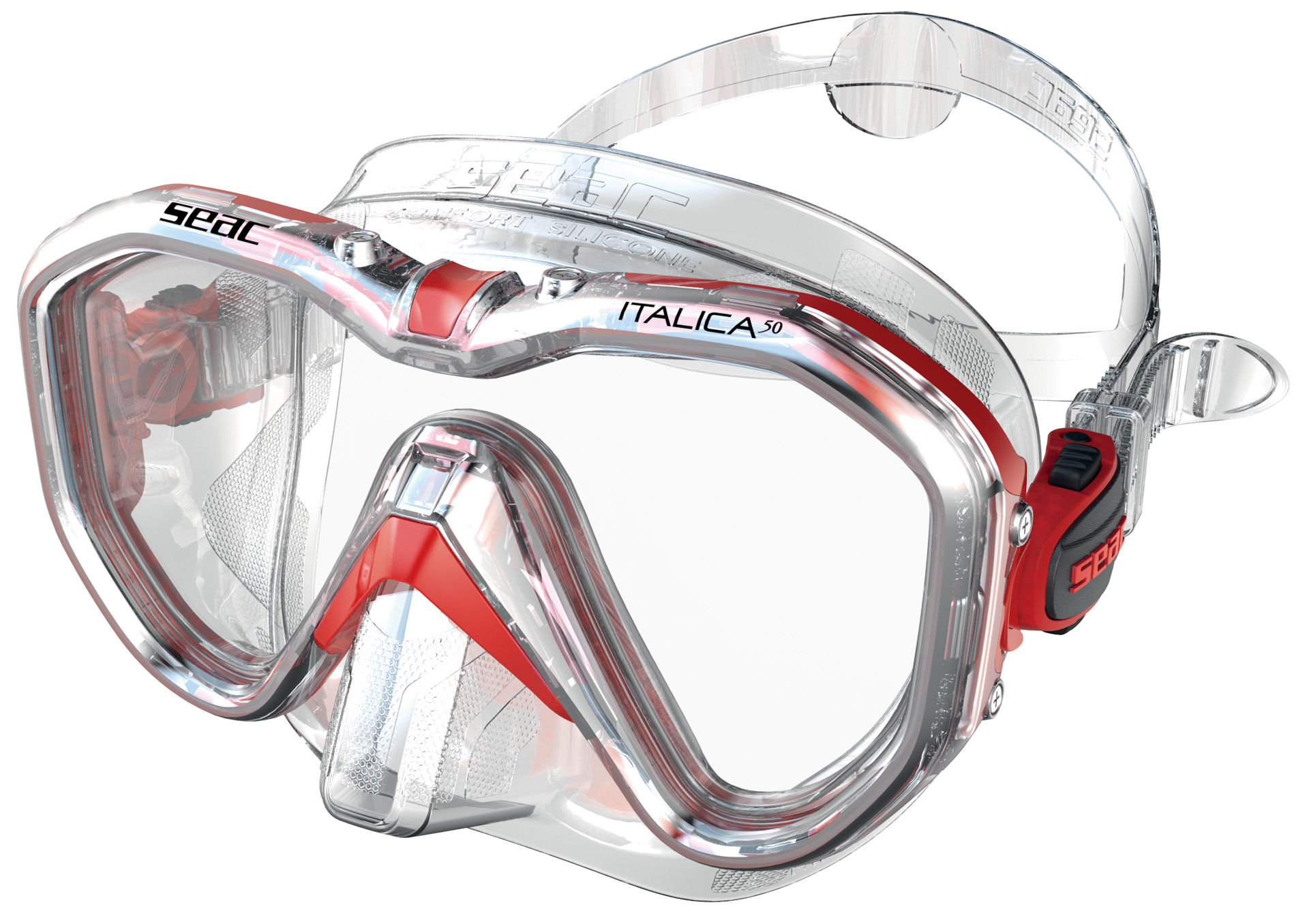 Maska SeacSub Italica transparent-crvena