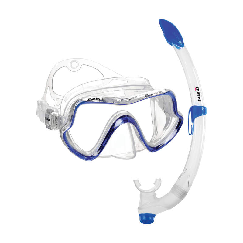 Mares set PURE VISION Combo maska i disaljka transparent plava