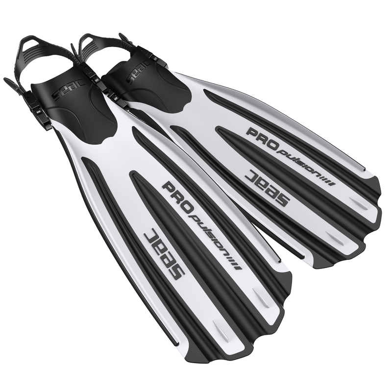 Peraje za SCUBA ronjenje sa otvorenom petom. SeacSub Propulsion Pro crno-bijele