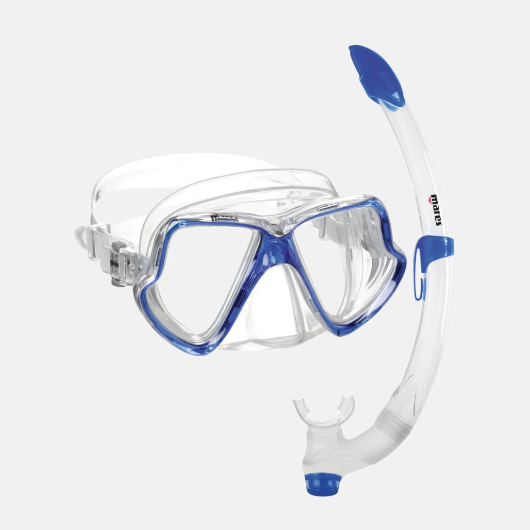 Mares set Wahoo Combo maska i disaljka transparent - plava
