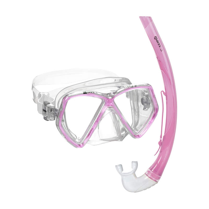 Mares set Zephir JR Combo maska i disaljka transparent-roza